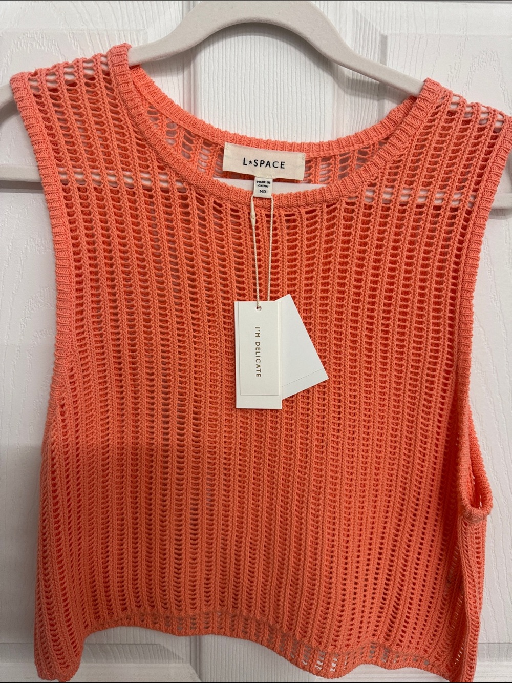 l*space Coral Open-Knit Sleeveless Tank